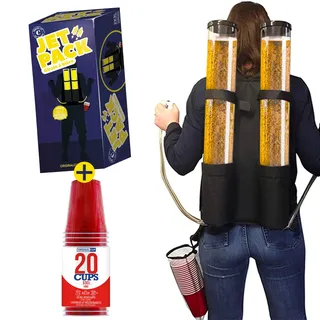 Doppelte Biergiraffe Jet Pack + 20 Offiziellen Original Red Cups | Getränkespender | Rucksack | Premium Qualität | 2 Tanks | 2 x 3L Getränketanks | 2 Bierspender | Aperitif | OriginalCup®