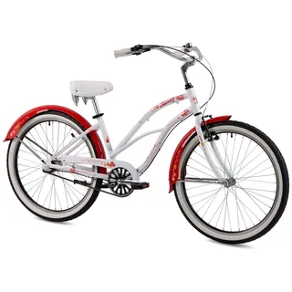 Chrisson Sandy Beachcruiser 26 Zoll Damen Herren 155 - 170 cm Beach Cruiser Fahrrad 3 Gang Nabenschaltung Strandfahrrad weiß/rot 41 cm
