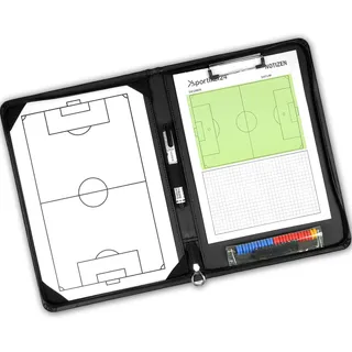 SPORTIKEL24 Taktikmappe Fußball – Profi-Trainermappe mit Magnet-Taktikboard, Stift & Notizblock – Coach-Board für Spielanalyse & Trainingsplanung