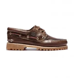 Timberland für Herren. TB0300032141 Leder Bootsschuhe Authentics 3 Eye Classic Lug braun (44), Wohnung, Schnürsenkel, Lässig