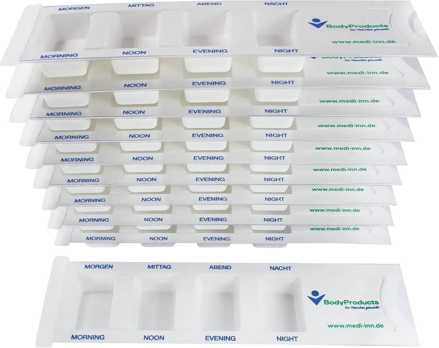 Medi-Inn Medikamentendispenser Tablettenboxen Pillenboxen Tages-Dispenser mit 4 Fächern weiß  Standard / 200 Stück