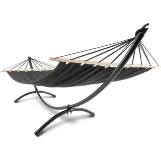 di volio Hängematte mit Gestell Outdoor RIMINI - Komfort Hängeliege im edlen Design - Schwarz - Schwarz
