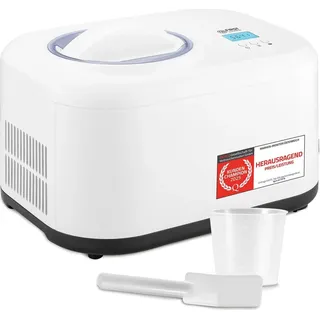 First Austria TZS First Austria - Eismaschine 1L mit Kompressor 3 in 1 - Ice Cream Maker 100W selbstkühlend für Frozen Joghurt, Sorbet & Eiscreme - Kleine Spei... - Weiß