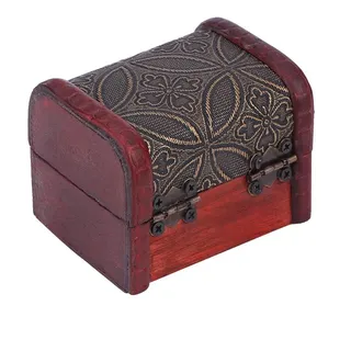 Cyrank Vintage-Schmuckkästchen, Retro-Schmuckkästchen aus Holz mit Deckel und Schloss, kleine Holzkiste für Kunsthandwerk, stilvolle Holz-Aufbewahrungsbox