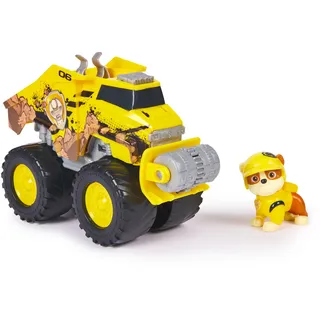 PAW PATROL Rescue Wheels - Rubbles Bulldozer Monstertruck mit Rubble Hundefigur, Spielzeug für Kinder ab 3 Jahren