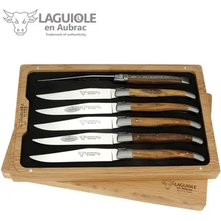 Laguiole en Aubrac Steakmesser - 6er Set - Pistazie - Tafel-Messer Frankreich