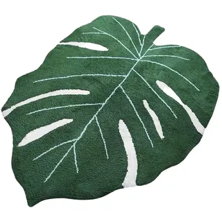 Badezimmer-Teppich mit Monstera-Blättern, Rutschfeste Badematte in Pflanzenblattform, Weicher Grüner Badezimmerteppich, Bodenteppich für Fußmatten, Dusche, Geburtstag, Party, Dekoration(80x120CM)