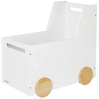 ONVAYA® Spielzeugkiste aus Holz, Lauflernwagen mit Gummirädern