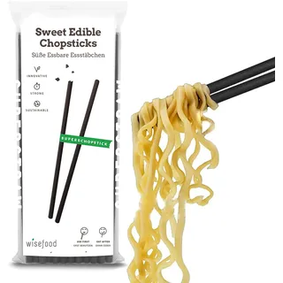 Wisefood - Süße Essbare Stäbchen als Alternative zu Bambus- Plastik- Holz- Metall-Stäbchen - Geeignet für Sushi asiatische Küche - nachhaltig - schwarz