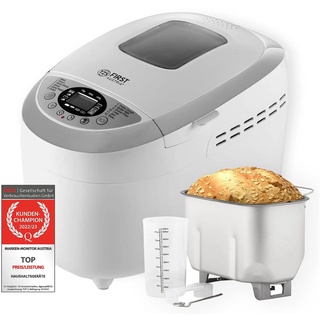 TZS First Austria Brotbackautomat | automatisch 750g-1250g Brot, Kuchen, Sauerteig | Antihaftbeschichtet | Brotbackmaschine mit Timer | einfache Bedienung über Display - inkl. 2 Knethaken, Weiß