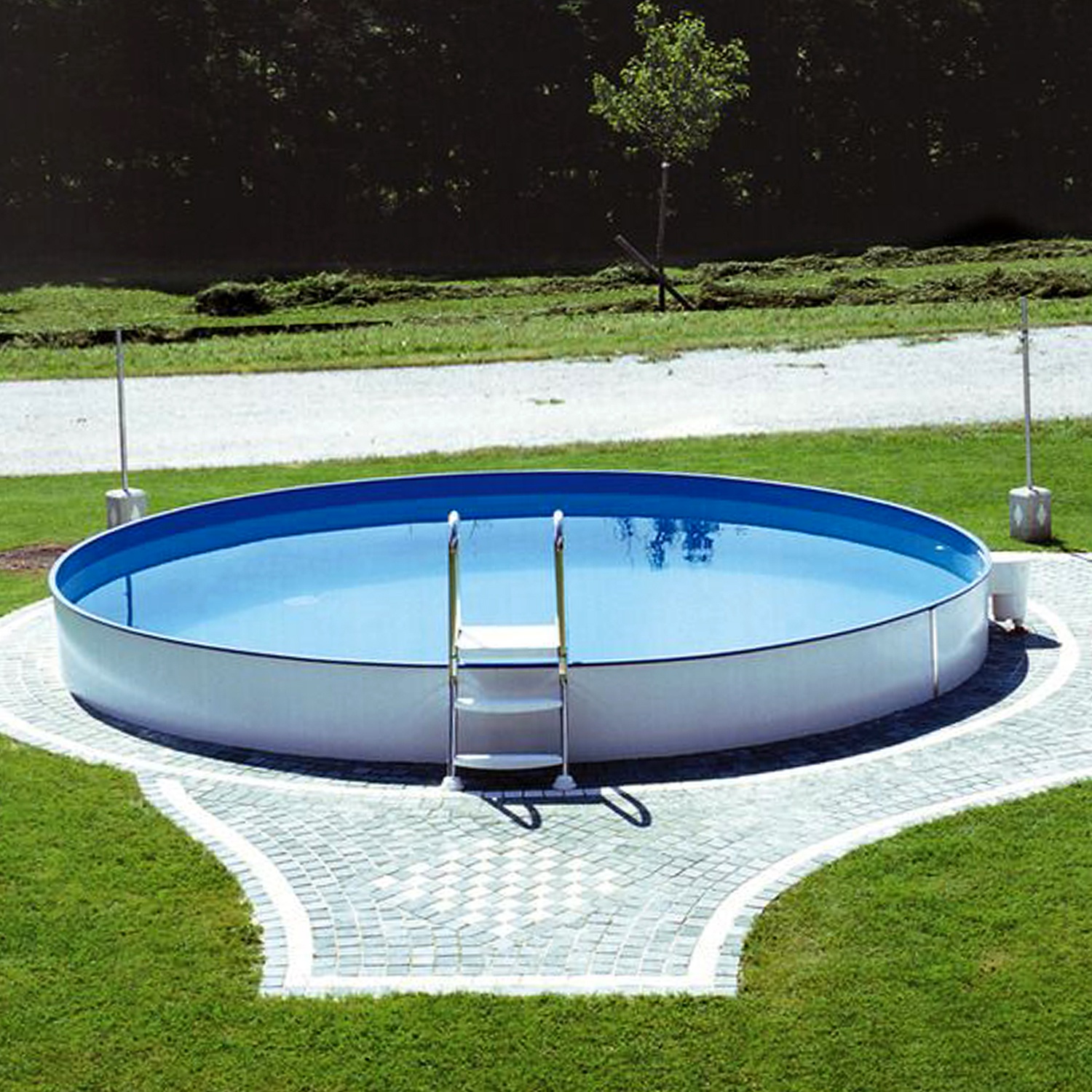 Steinbach Styriapool rund Ø 500 x 120 cm, Pool, Einhängebiese, Stahlmantel, Handlauf, Bodenschienen, Folie blau 0,8 mm
