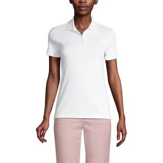 Lands' End Damen Poloshirt aus Supima-Baumwolle, kurzärmlig - weiß - X-Groß - XL