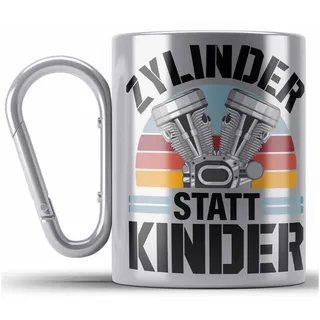 Trendation Thermotasse Tuner Edelstahl Tasse Geschenke Autotuner Geschenkidee Autoliebhaber E silberfarben