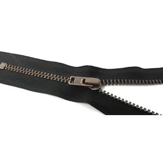 YKK nicht teilbarer Reißverschluss mit Zipper aus Metall in antik Gold 580 Schwarz 10 cm