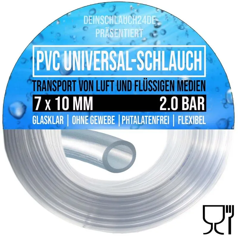 7 x 10 mm PVC Luft Filter Wasser Universal Labor Aquarium Terrarium Schlauch kla...
