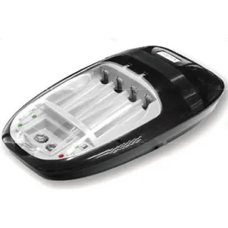 Beghelli Batterieladegerät Ladegerät Schnelllader Akkuladegerät Akku  AA/AAA/9 V - Schwarz/Weiß