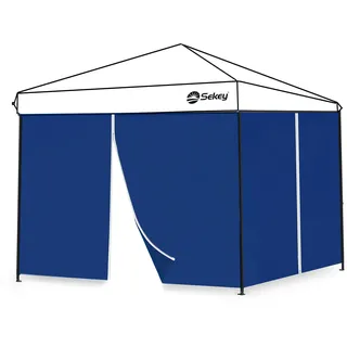 Sekey 2PCS Seitenwände für Pavillon 3x3 Wasserdicht für Pavillon Partyzelt Gartenzelt 3x3m, 1 Fenster 1 Tür, Grau (Navy, 2 Türen)