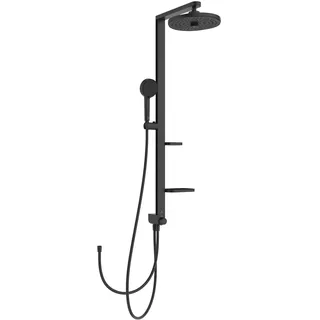 Ideal Standard Alu+ Duschsystem ohne Armatur, mit 2 Ablagen, 2-Funktionshandbrause und 2-Funktionskopfbrause, Silk Black