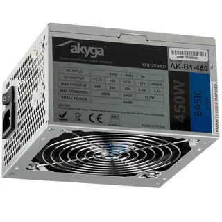 Akyga AK-B1-600 Netzteil 600W, 120mm leiser Lüfter grau