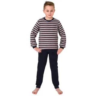 normann Frottee Schlafanzug Pyjama langarm Bündchen in Streifenoptik, Farbe:grau, Größe:152 - 77014 grau | Gr.: 152