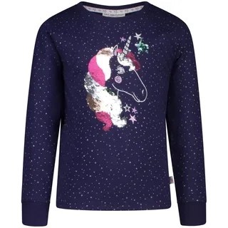 SALT AND PEPPER BY KIDS PARK Mädchen Sweatshirt mit Wendepailletten Einhorn T-Shirt, True Navy, 104-110 - 104-110