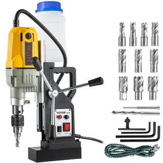 Vevor 1100 W Magnetbohrer Magnetbohrmaschine 12000 N Elektrische Kernbohrmaschine Industrielle Bohrmaschine mit 12 Bohrer, Max. Tiefe 55 mm, für Schiffs-und Brückenbau Industrie Stahlbau