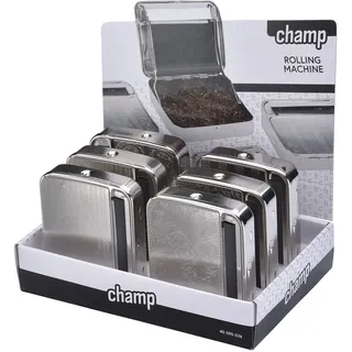 CHAMP - Zigarettenrollbox - Metallausführung - Tabakrollmaschine - Rollmaschine - Schlauchmaschine - Tabakdose - Zigarettenpapier 7,8 cm