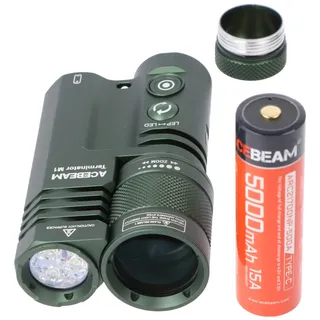 AceBeam Terminator M1 Dual LEP-Laser und LED-Taschenlampe, 2.300 Lumen, zoombarer Scheinwerferstrahl, grün