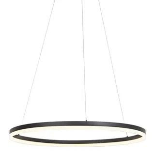 QAZQA Design Ring-Hängelampe schwarz 80cm inkl. led und Dimmer - Anello