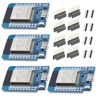 ESP32 NodeMCU Entwicklungsboard QIQIAZI 4 Stücke ESP32 LIVE Mini KIT Modul ESP32 NodeMCU Modul mit CP2104 Chip WiFi + Bluetooth Dual-Core ESP-WROOM-32 Kompatibel mit Arduino