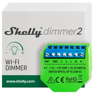 Shelly Dimmer 2, Intelligenter Wlan Dimmer, Kein Neutralleiter nötig,
