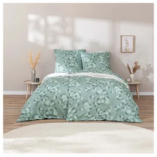Estella Mako Jersey Bettwäsche 135x200 Rumi Salbei grün Blätter Äste 6963-532