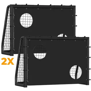 Clanmacy Fußballtor 2er Kinder Fußballtor mit Torwand 180x120x60cm für Garten & Indoor (2 St) schwarz 180x120x60cm