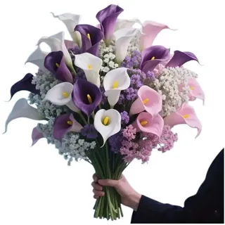 Kunstblumenstrauß Calla-Lilien Künstliche Blumen Künstliche Schleierkraut Blumenstrauß, Zaewry, für Hochzeit Partei Tischaufsätze Blumenarrangement Heim Küche Dekor