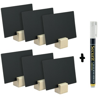 Securit® Holz-Aufsteller für TAGs, 6 Stück inklusive 6 TAG's in A7 und einem Securit Kreidestift 9x10,5x0,3cm | 0,01kg