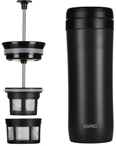 ESPRO P1 Travel French Press - 355 ml - schwarz Edelstahl
