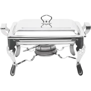 Edelstahl Speisewärmer Chafing Dish Wärmebehälter Warmhaltefach Mit Deckel für Partys und Firmenveranstaltungen 6L