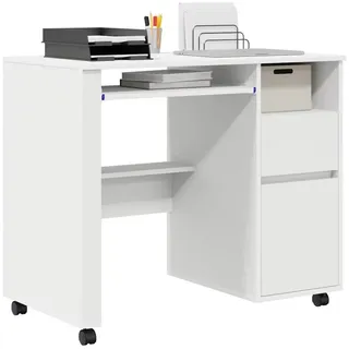 vidaXL Weißer Computertisch mit Schubladen Weiß MDF Spanplatte Standard