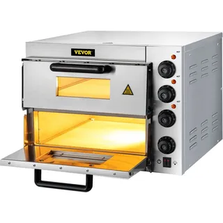 Gojoy Elektrischer Pizzaofen, 3000W Doppellagig Mini Pizzaofen Elektrisch, Pizza Backofen Für die Gastronomie, 50-350°C Gastro Steinbackofen