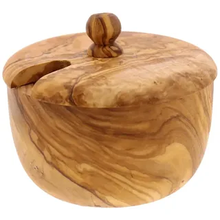 Hofmeister Holzwaren HOFMEISTER® Edle Dose mit Deckel aus Olivenholz, Zuckerdose, Salzdose, Aufbewahrung von Gewürzen oder Kräutern, 10,5 cm