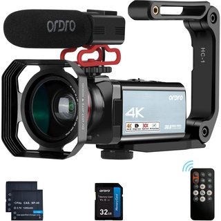 ORDRO 4K Video Camera Camcorder 1080P 60FPS Digital Camera Recorder IR Night Vision WiFi Camcorder for YouTube 3.5 Inch IPS Touchscreen Vlog Camera with Microphone Wide Angle Lens 32G Memory Karte