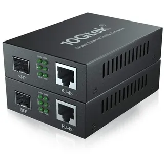 10Gtek [2 Stück] Gigabit Ethernet Medienkonverter, Open SFP Slot, Ohne SFP Transceiver