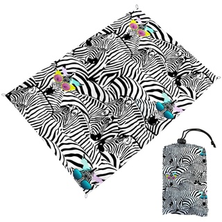 FANSU Strandmatte Outdoor, Picknickdecke Wasserdicht, Picknickdecke 200x210, Stranddecke Sandfrei, Waschbare Stranddecke für Strand, Camping, Picknick, Outdoor (200 * 210cm,Zebra)