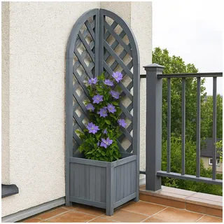 Hti-Living Pflanzkasten mit Rankgitter aus Holz Blaugrau