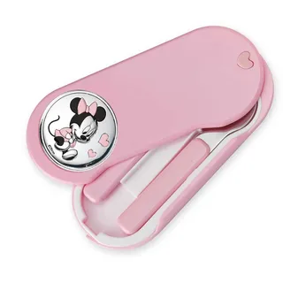 VALENTI & CO. Disney Baby für Kleinkinder – Taschen-Set mit Besteck aus Metall und Details aus Silber Maus – Geschenkidee für Mädchen, Minnie, One Size