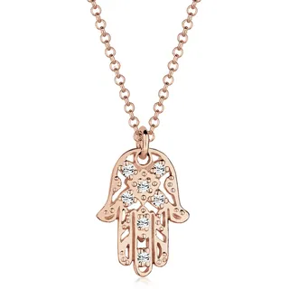 Elli Halskette Hamsa Hand mit Kristalle in 925 Sterling Silber Rosé vergoldet