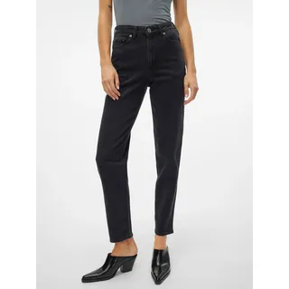 Vero Moda Mom-Jeans VERO MODA "VMTESSA HR MOM JEANS RA220 GA NOOS", Damen, Gr. 29, Länge 34, blau (dunkelgrau denim), Denim/Jeans, Obermaterial: 99% Baumwolle, 1% Elasthan, unifarben, bequem knöchellang, Jeans