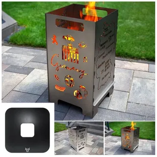 tuning-art Deutschland Feuerkorb Feuertonne Feuerschale + Grillplatte Feuerplatte Grillring