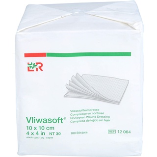 ApoHomeCare GmbH Vliwasoft 10x10CM Unsteril 4 Lagig Vliesstoffkomp.