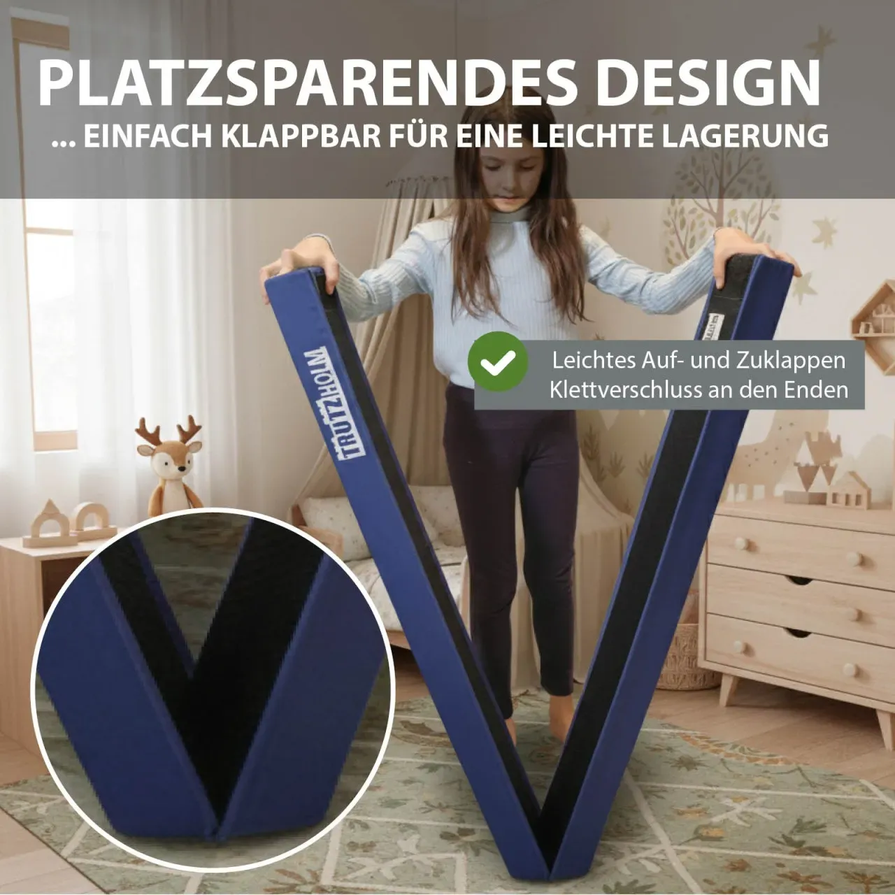 Schwebebalken 300 cm klappbar auf 150 cm in 5 Farben Turnbalken mit Tragetasc... Braun